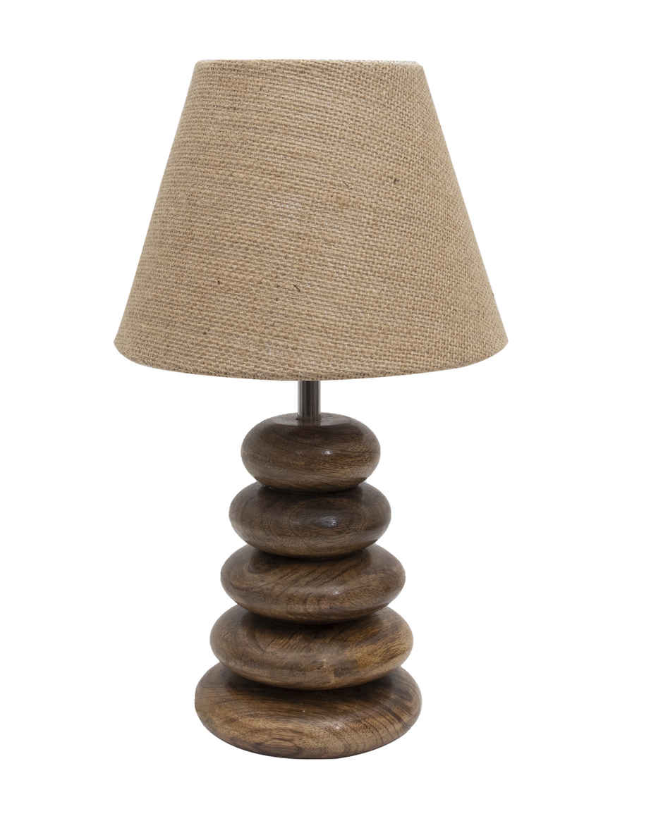 Homesake Rustic Walnut Wood Table Lamp with White Jute Shade