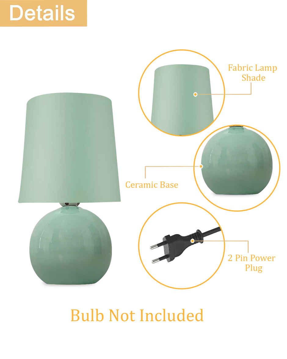 Homesake Ceramic Bedside Lamp with Mint Green Fabric Shade