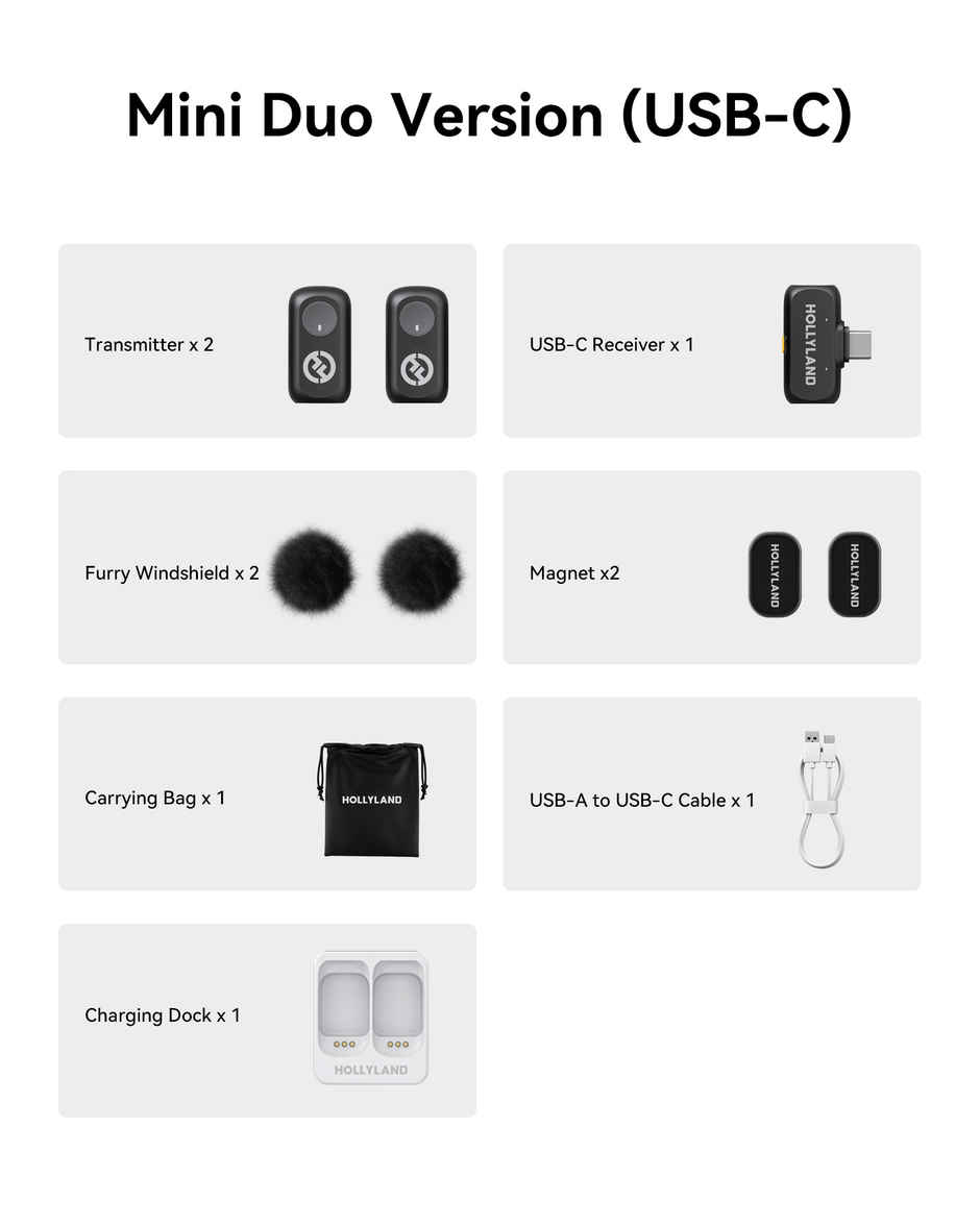 Hollyland Lark A1 Mini Duo(Type -C) Wireless Microphone | Black