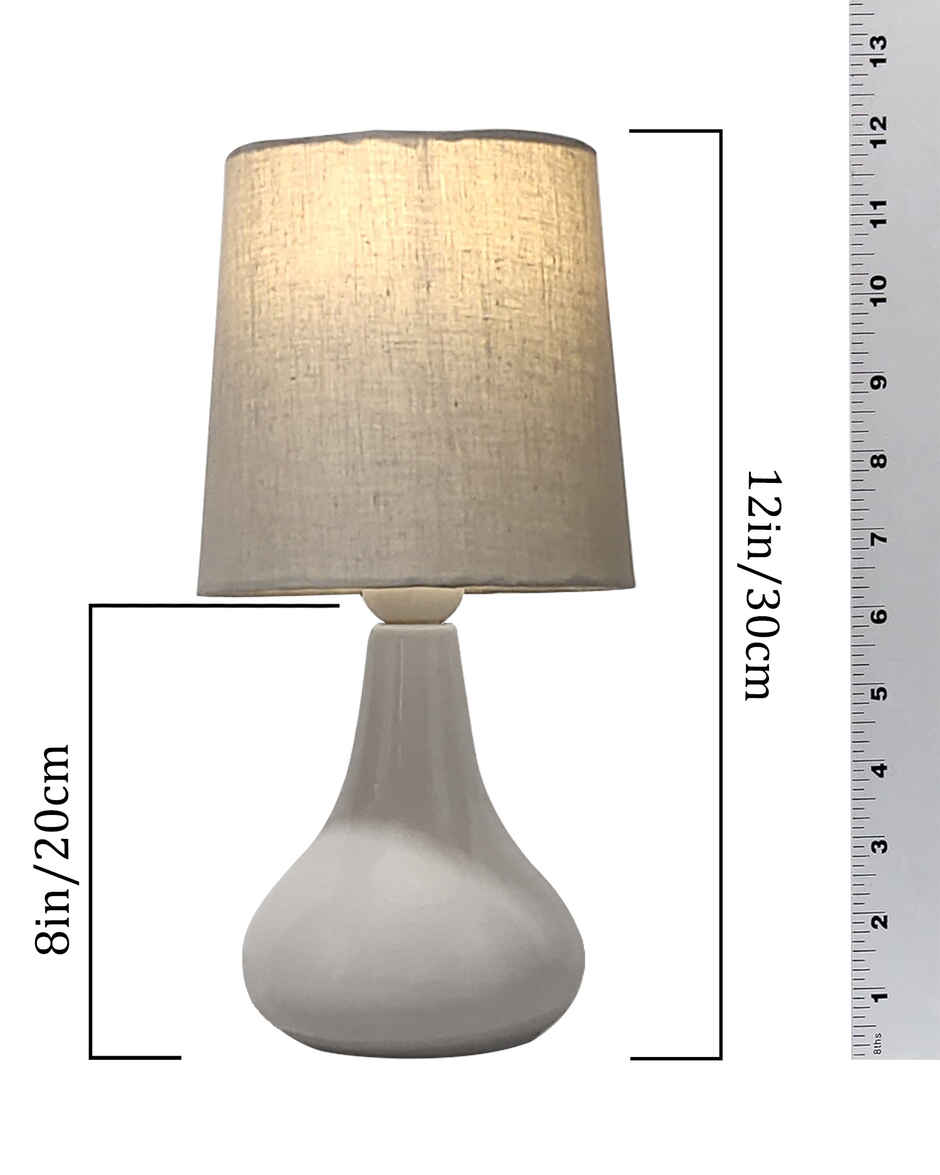Homesake Ceramic Bedside Table Lamp with Gray Fabric Shade