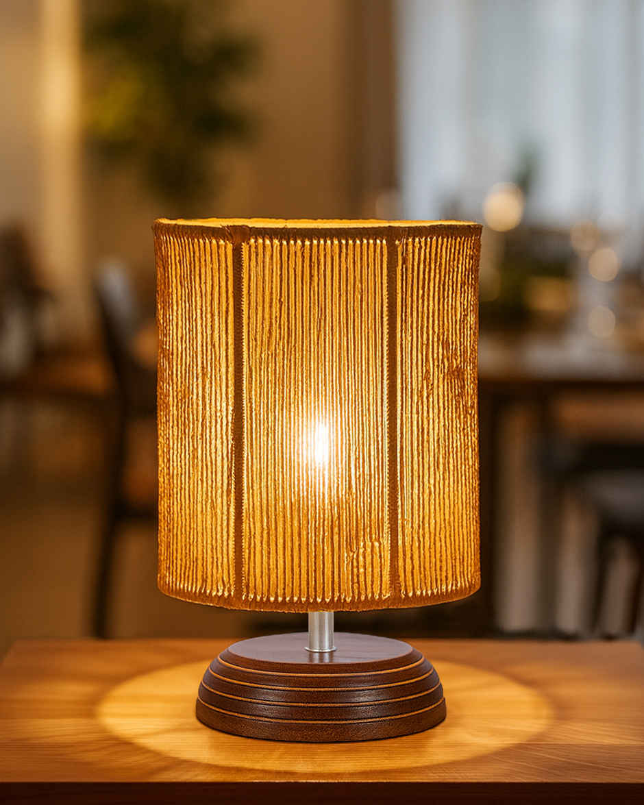Homesake Natural Rope Table Lamp with Wooden Base Boho Style