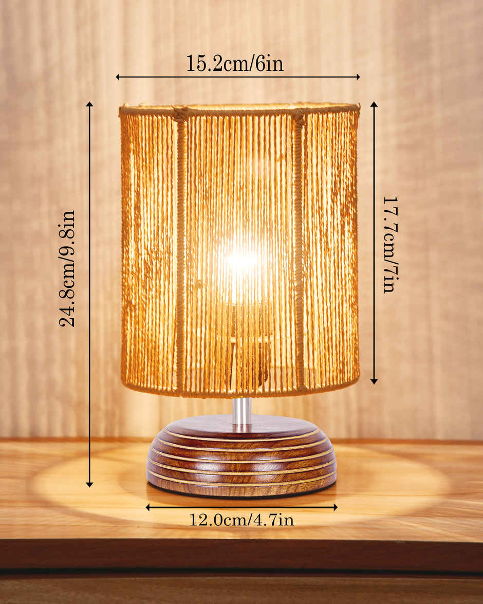 Homesake Natural Rope Table Lamp with Wooden Base Boho Style