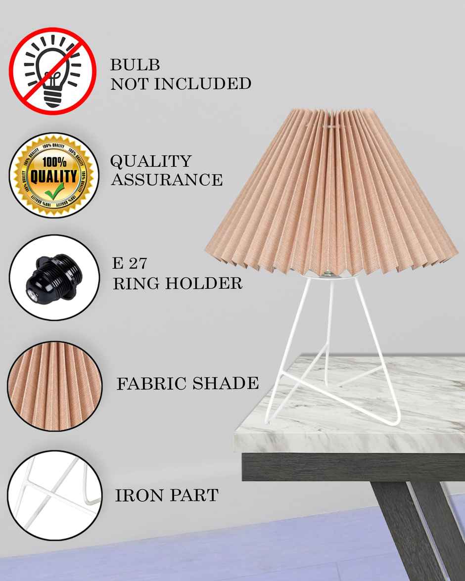 Homesake Retro Metal Table Lamp with Khadi Pleated Fabric Shade