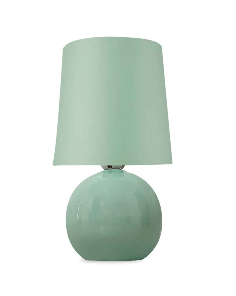 Homesake Ceramic Bedside Lamp with Mint Green Fabric Shade