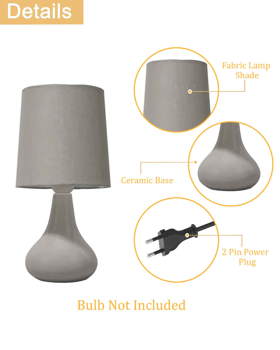 Homesake Ceramic Bedside Table Lamp with Gray Fabric Shade
