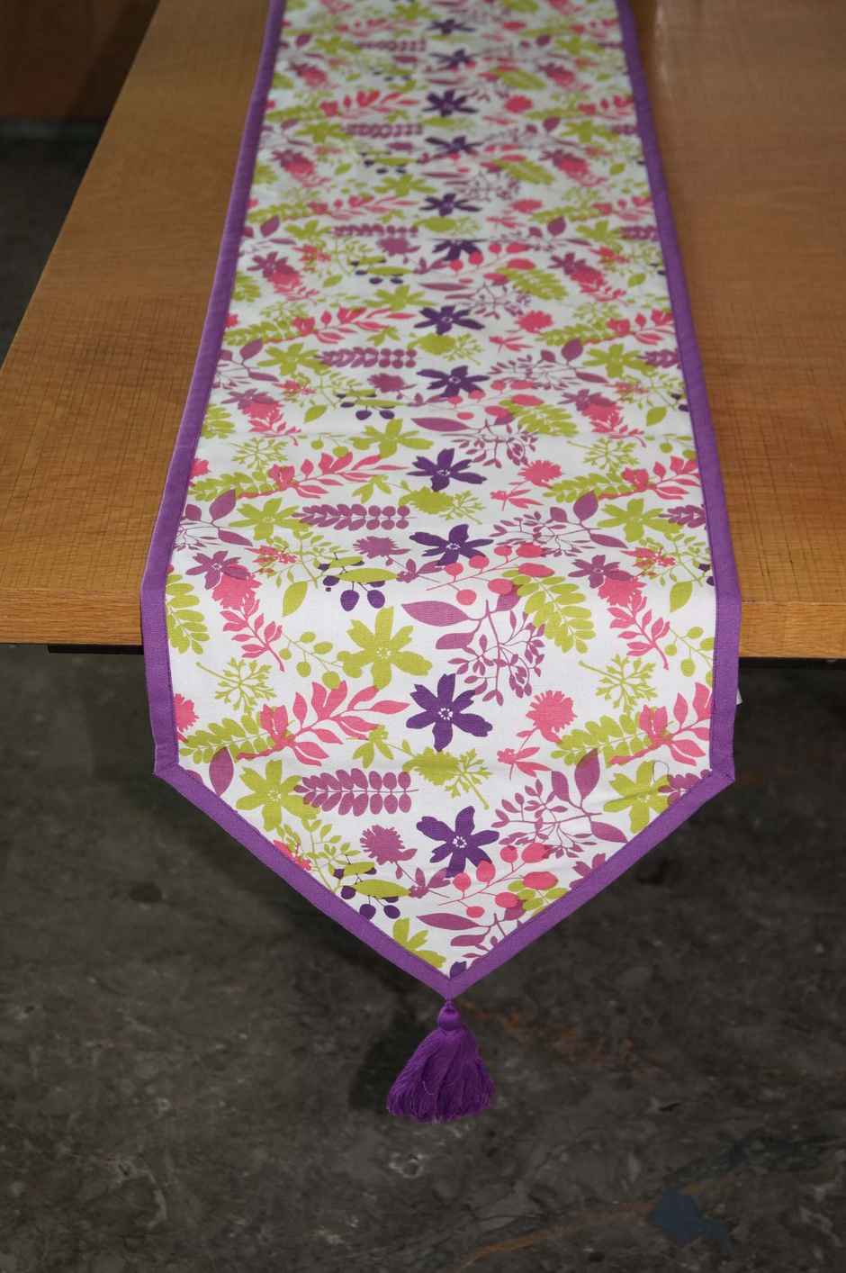 Lushomes Dining Table Set - Purple Rain Printed | 12 Seater | 72 x 120 inch | 12 x 132 inch | Napkins 17 x 17 inch