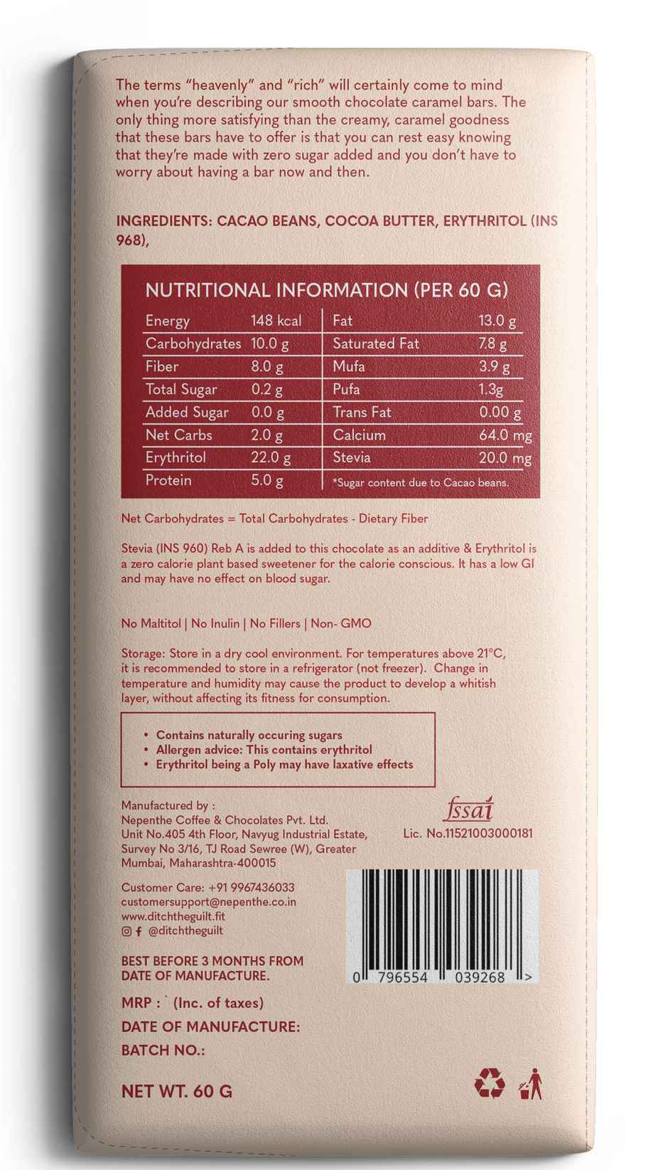 Ditch The Guilt Dark Chocolate - Crunchy Caramel