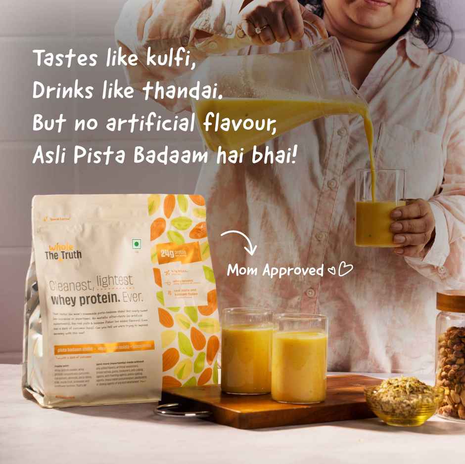 The Whole Truth Whey Protein Powder Pista Badaam Shake (24g Protein Per Scoop)