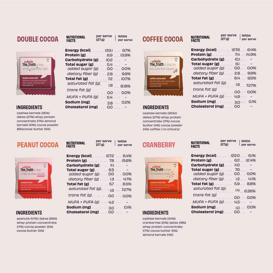 The Whole Truth Mini Protein Bars - Assorted - Pack Of 8