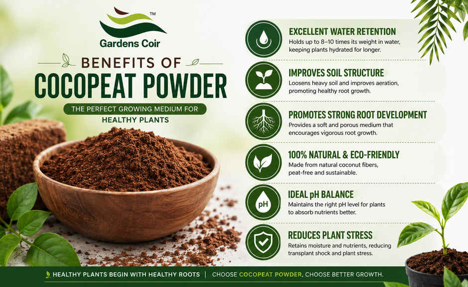 Gardens Coir Premium Cocopeat Powder for Gardening & Potting Mixes