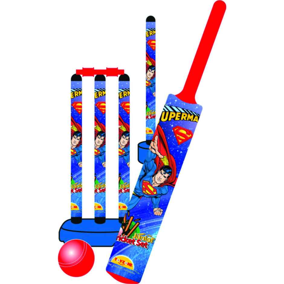 Toyzone Kids Superman Cricket Set 1 No. With Bat, Ball, and Stumps