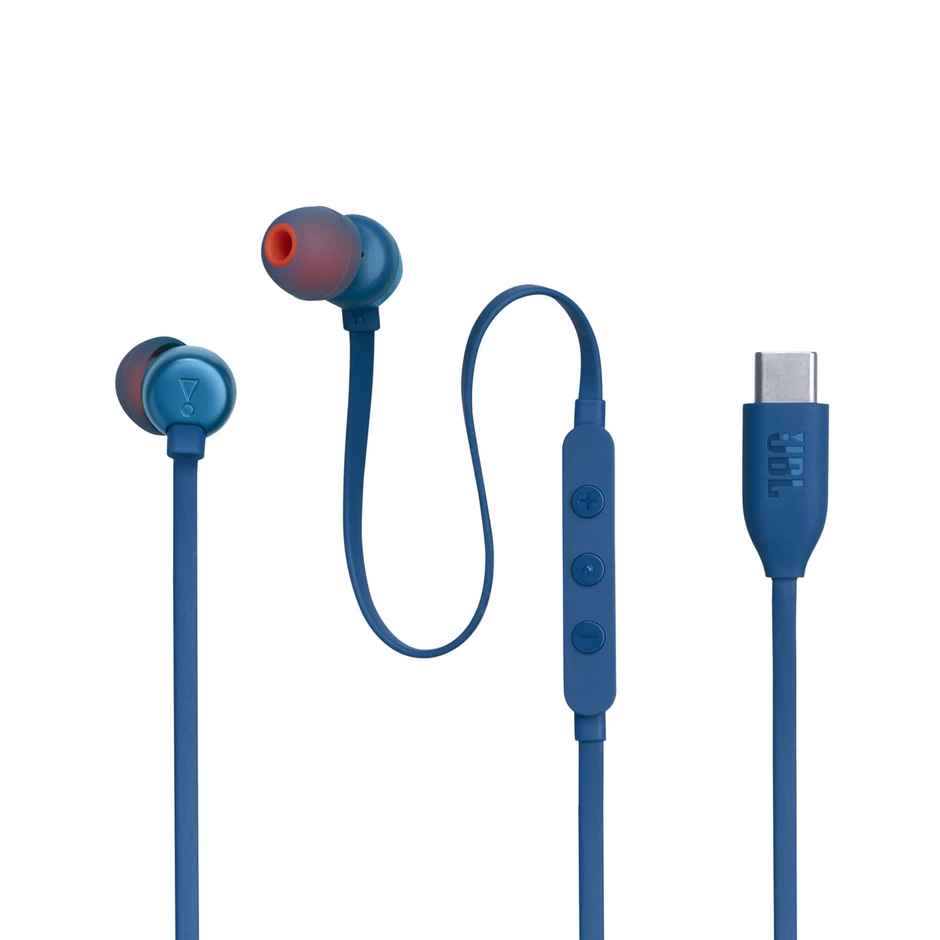 JBL Tune 310 Wired In-Ear Type C Headphones, Hi-Res Audio With Digital-To-Analog Converter (Blue)