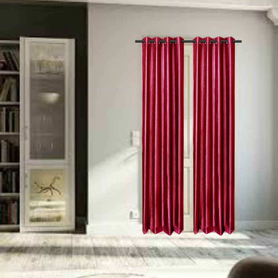 Antzco Plain Maroon Door Curtain 7 ft x 4 ft | Pack of 2 | DC09