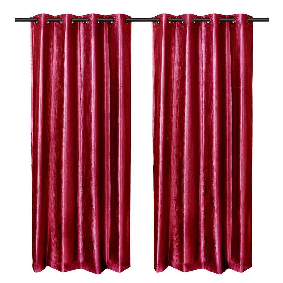 Antzco Plain Maroon Door Curtain 7 ft x 4 ft | Pack of 2 | DC09