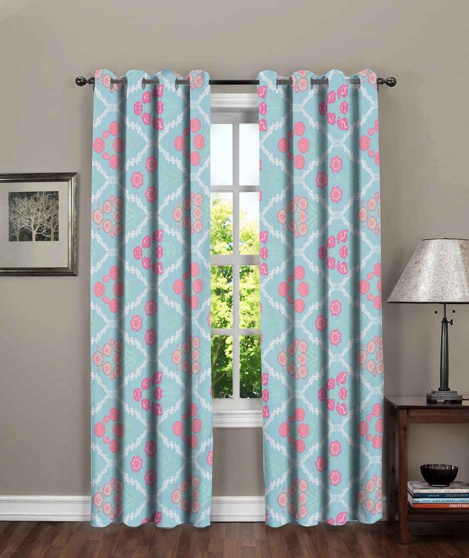 BAY6 Polyester Long Door Curtains - Set of 2 - (8x4 ft) - Green
