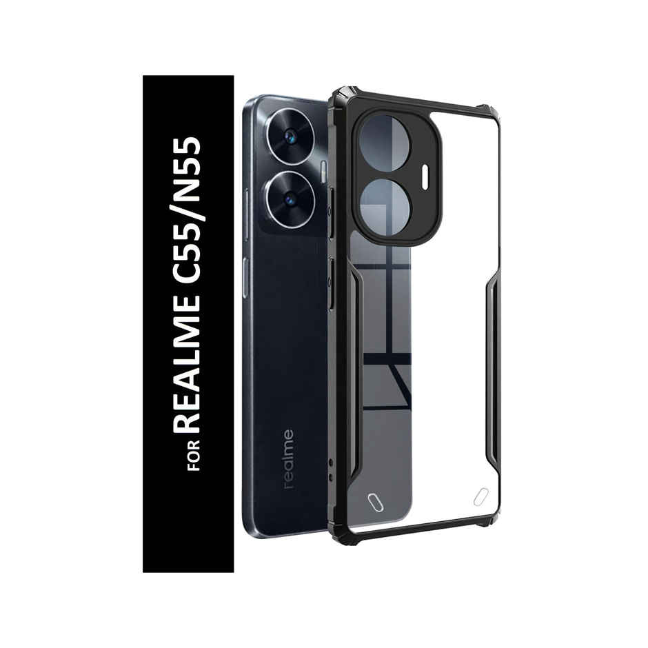 Kwine Case Realme C55 / N55 Back Cover - Black Bordered Transparent Case