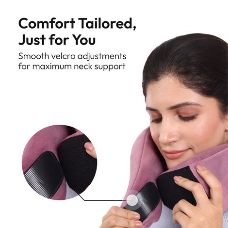 Frido Unisex Solid Memory Foam Neck Pillow | Core Black - Free Size