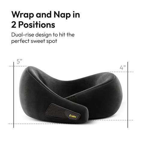 Frido Unisex Solid Memory Foam Neck Pillow | Core Black - Free Size