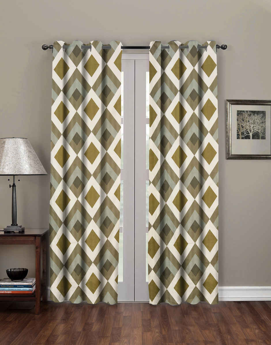 BAY6 Polyester Long Door Curtains - Set of 2 - (8x4 ft) - Dark Green