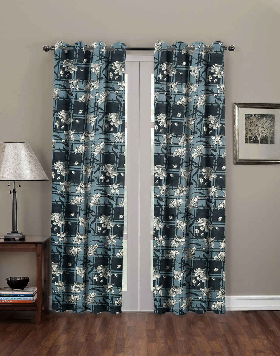 BAY6 Microfiber Cotton Door Curtains | Set of 2 | 9x4 ft | Black