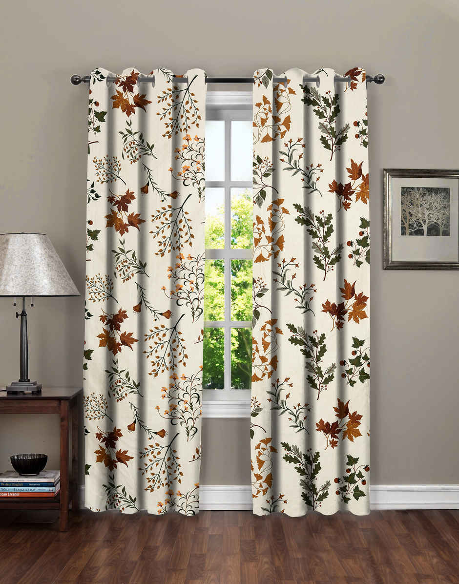 BAY6 Microfiber Cotton Door Curtains - Set of 2 - (8x4 ft) - Cream