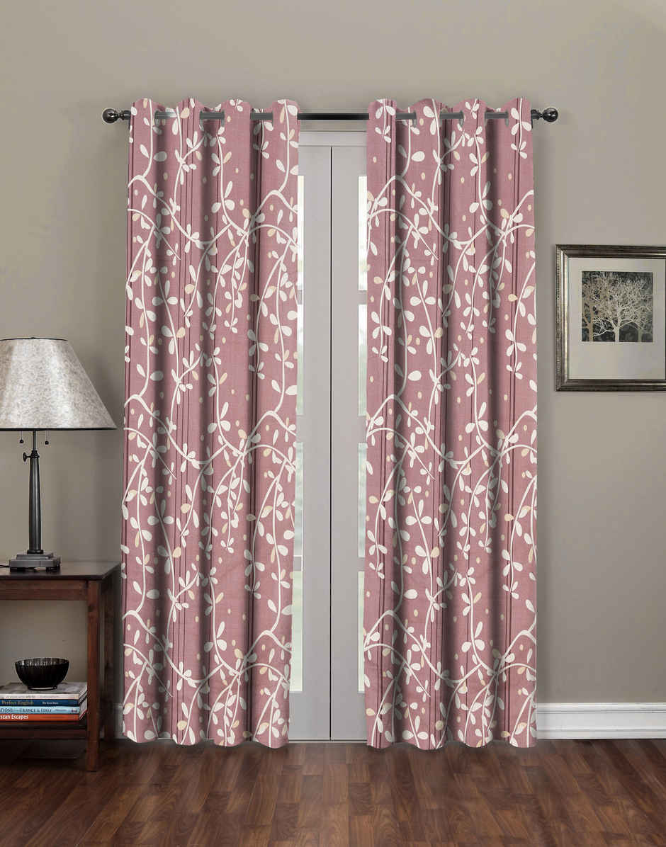 BAY6 Polyester Long Door Curtains - Set of 2 - (8x4 ft) - Brown