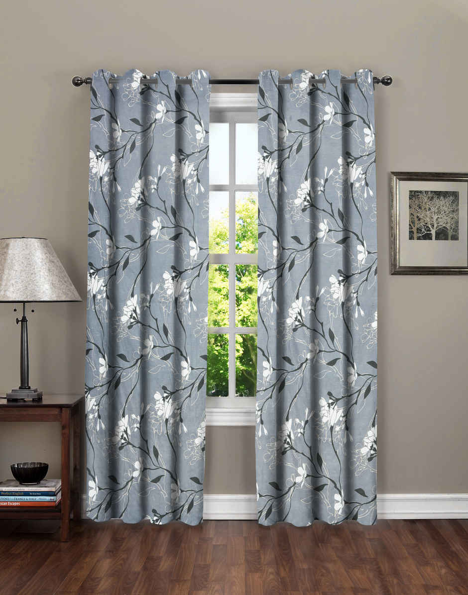 BAY6 Microfiber Cotton Door Curtains | Set of 2 | 9x4 ft | Grey
