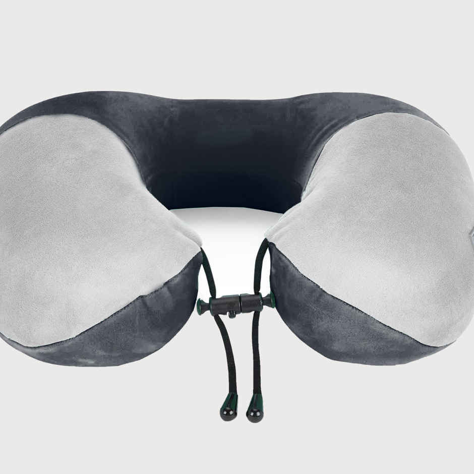 Nasher Miles 100% Pure Memory Foam Travel Neck Pillow- Stable Neck Support- Black And Grey