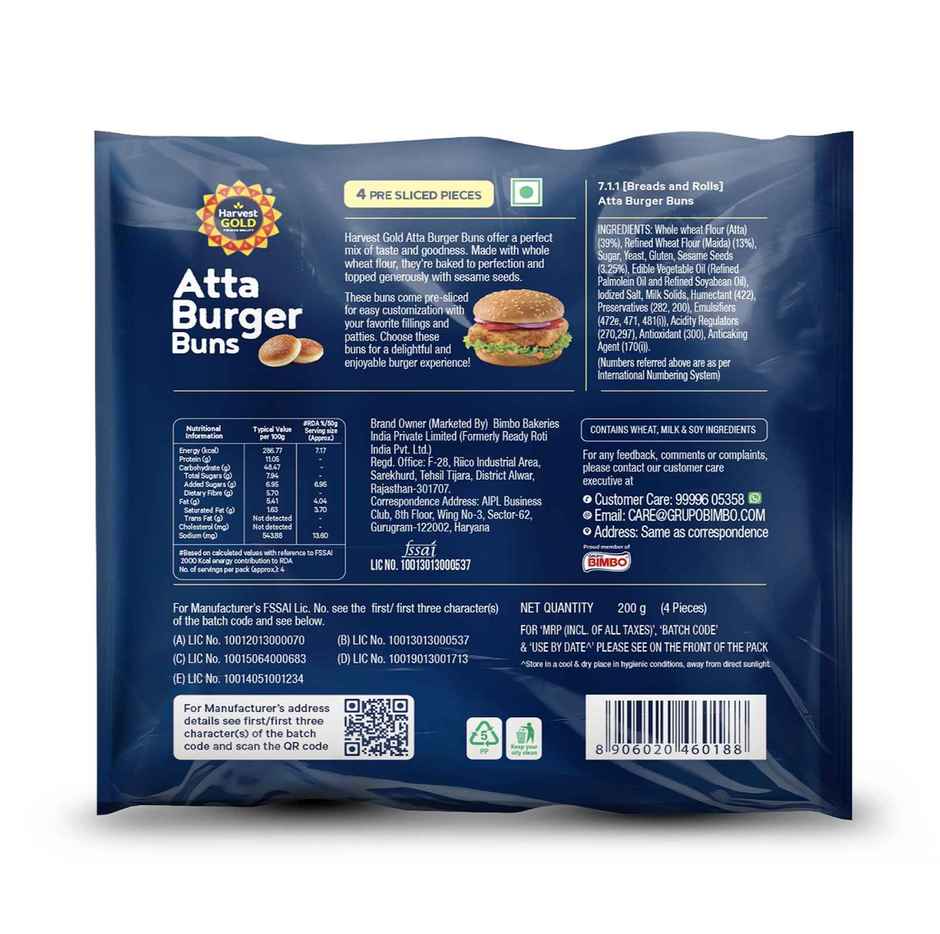 Harvest Gold Atta Burger Buns