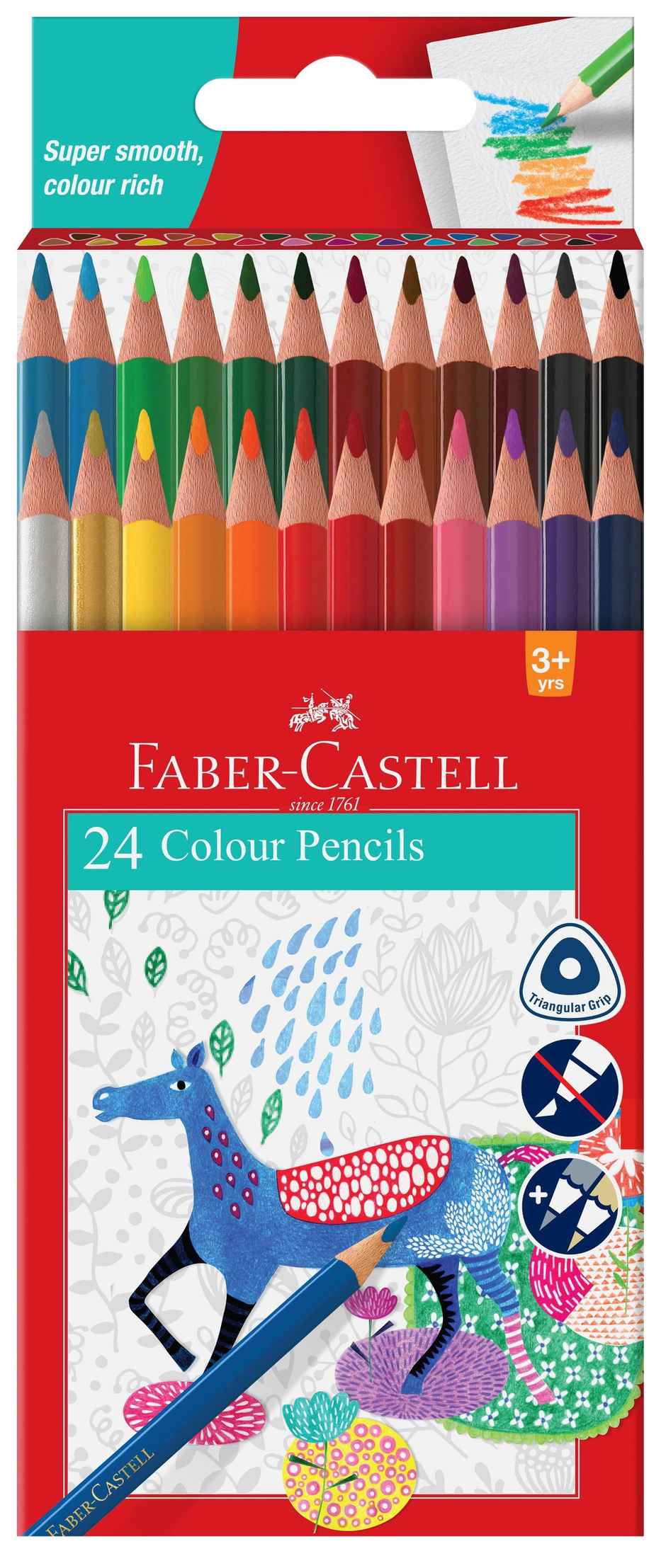 Faber-Castell Triangular Colour Pencil Set | Pack of 24