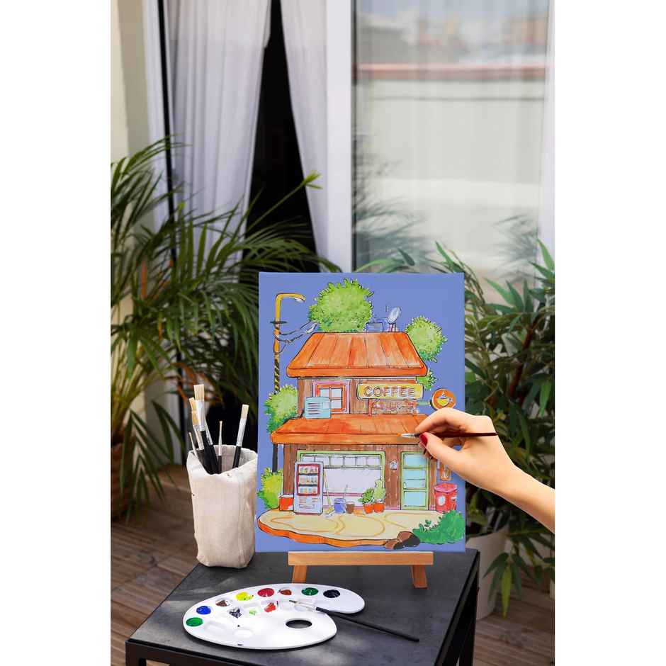 Itsy Bitsy Paint by Number Coffee Approx Canvas L8 x W12 Inch Easel Stand L24 x W20.5cm 1 Box Lb