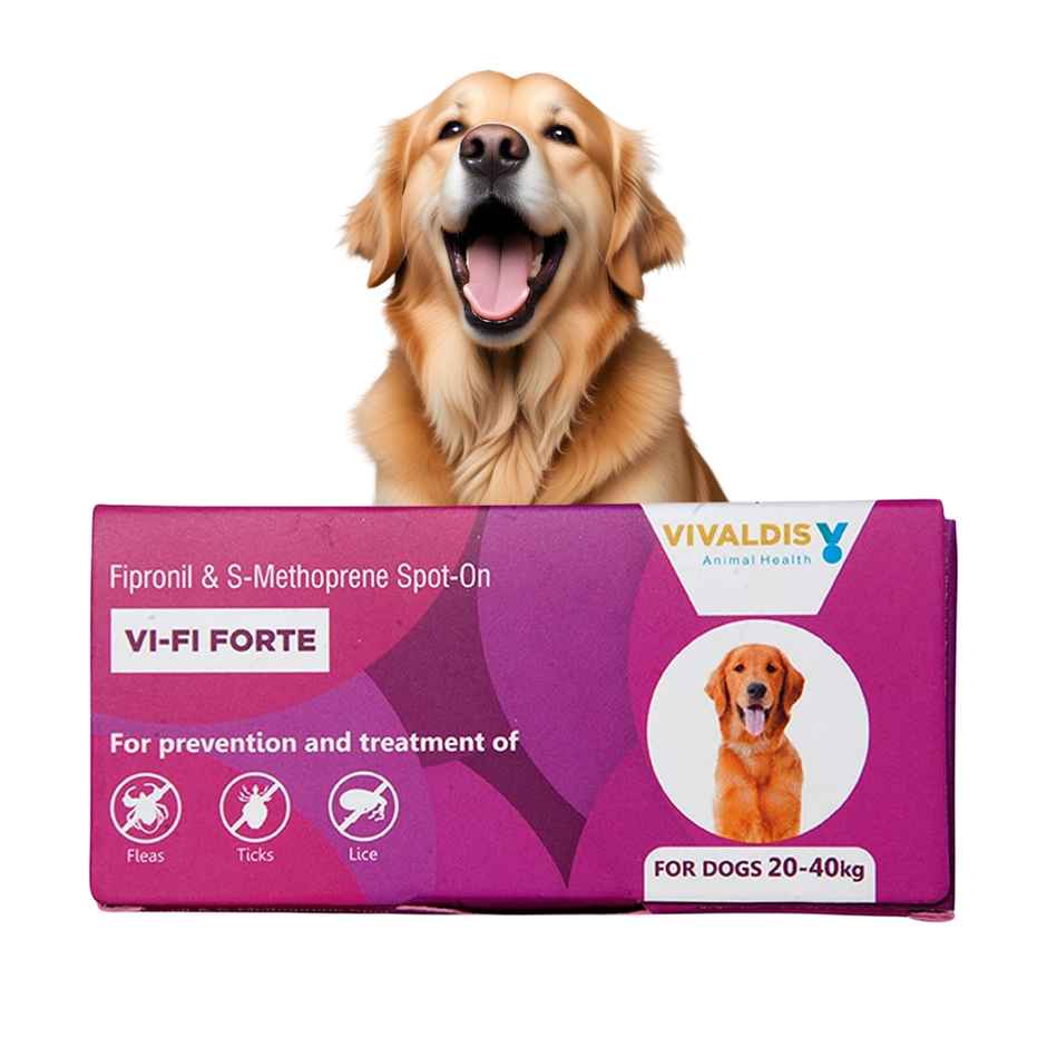 Vivaldis VI-FI Forte Spot On 2.68 ml | Fleas, Ticks & Lice | Fiproni  for dogs | 20-40 kgs Combo