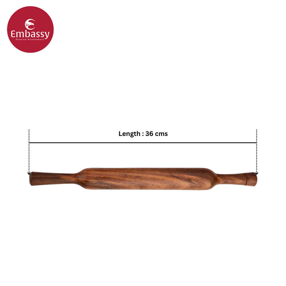 Embassy Wooden Rolling Pin /Belan (For Roti, Parathas, Puri), Premium Sheesham Wood, Natural-Finish