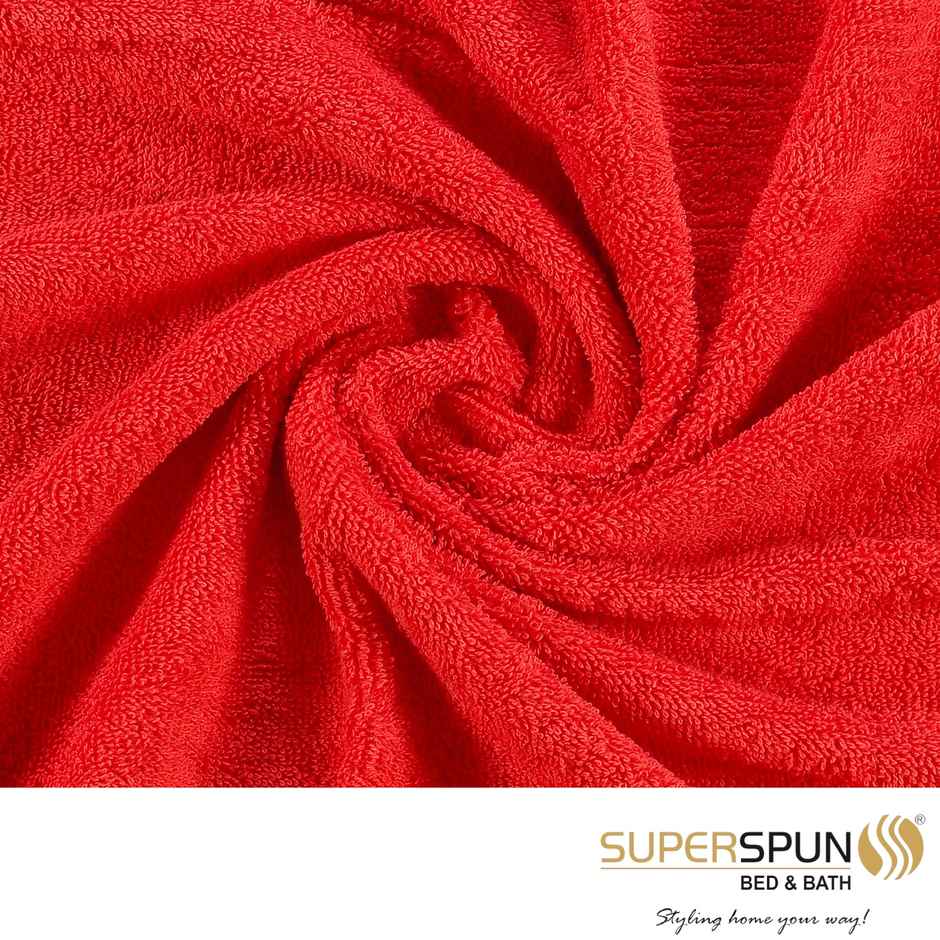 Superspun 100% Cotton- 420 Gsm- Vodre- Four Piece Set- Hand Towel- Size:40 x 60 - Navy Blue & Red