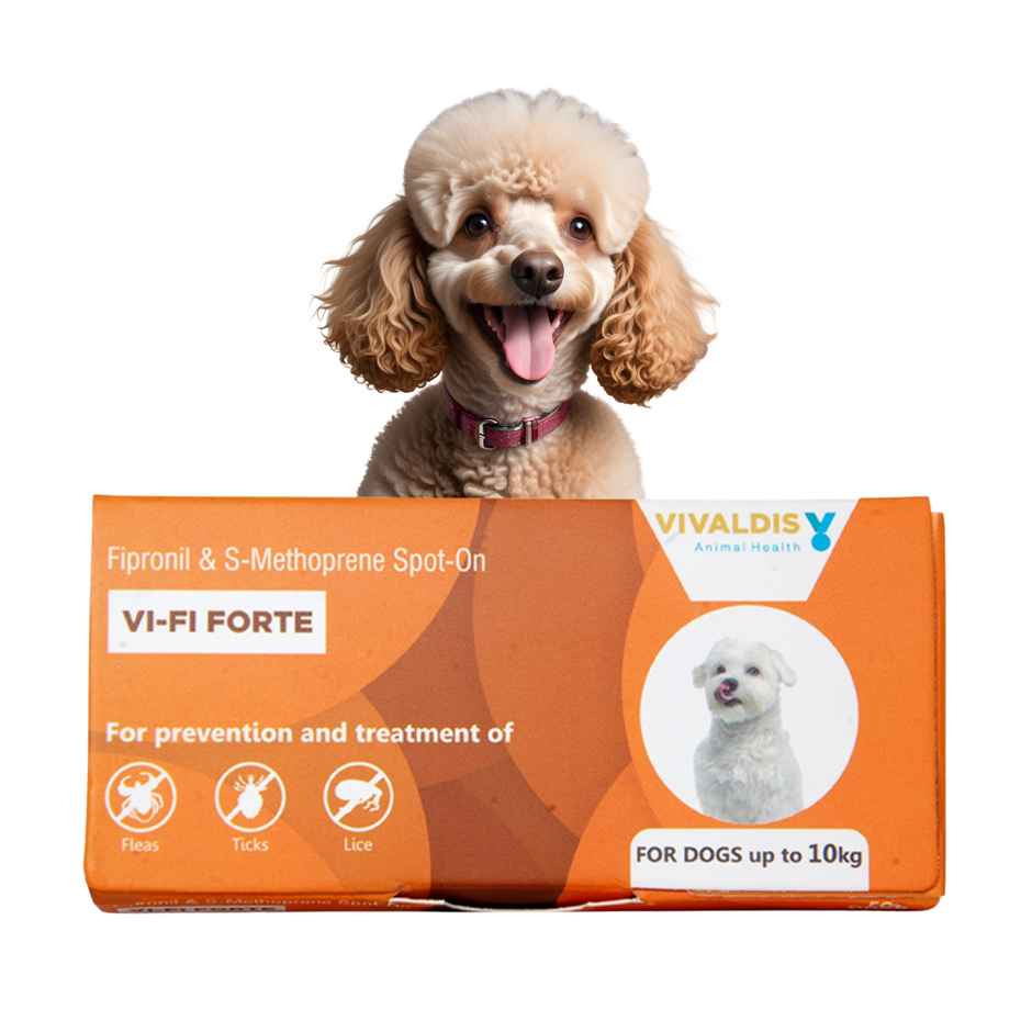 Vivaldis Spot On For Dogs & Puppy Up To 10 Kg | Anti Tick, Flea & Lice Treatment | Vi-Fi Forte (0.67ml) & Vivaldis Vi-Fi Forte-Tick, Flea, Lice Spray For Dogs, Cats, Kitten & Puppies With Fipronil (100ml) Combo