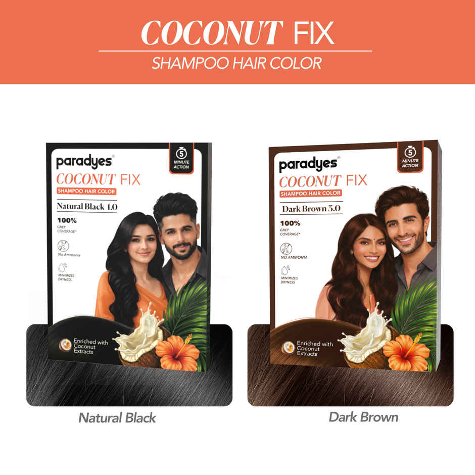 Paradyes Coconut Fix Shampoo No Ammonia Hair Color | Natural Black 1.0