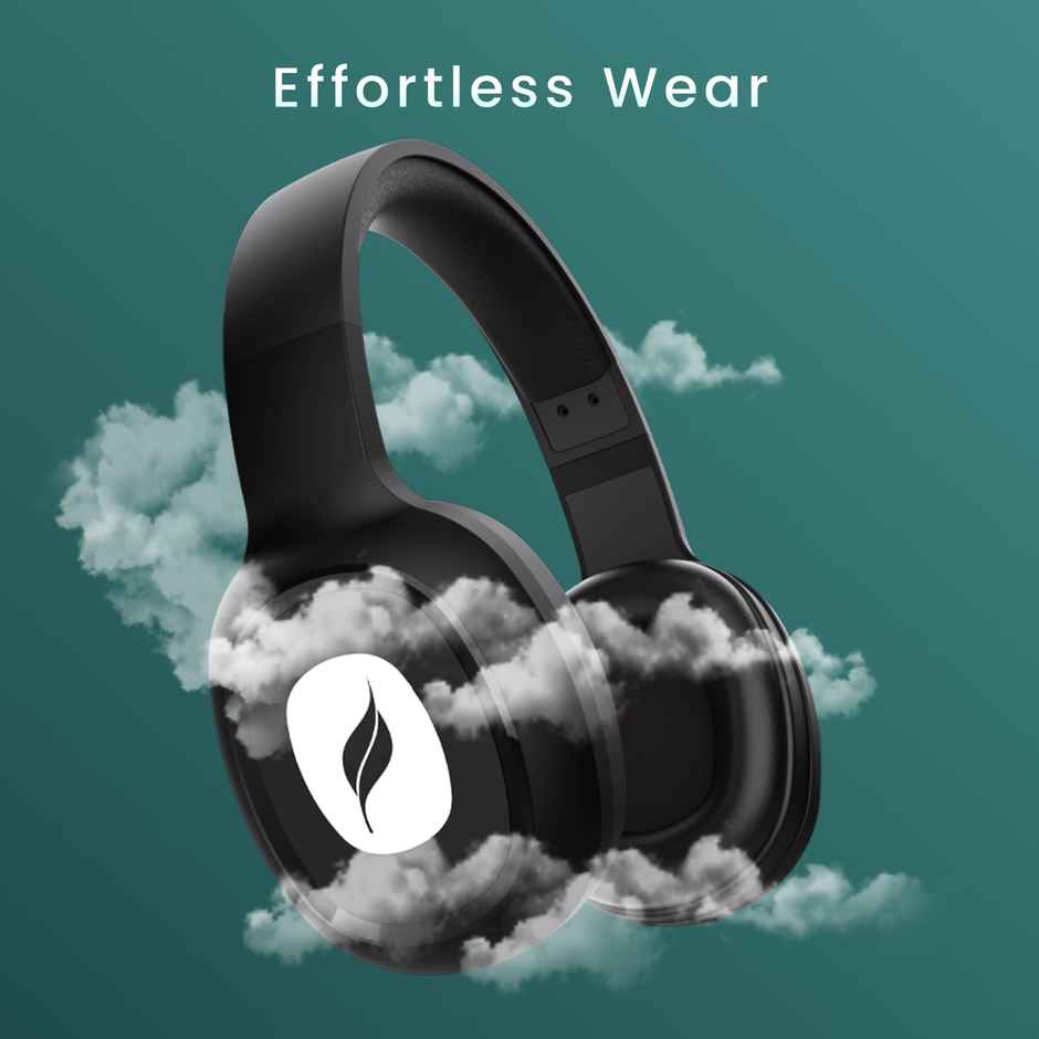 Leaf Bass Wireless Headphone w/AI Sound App | Dual Pairing | 38 mm Driver | Carbon Black