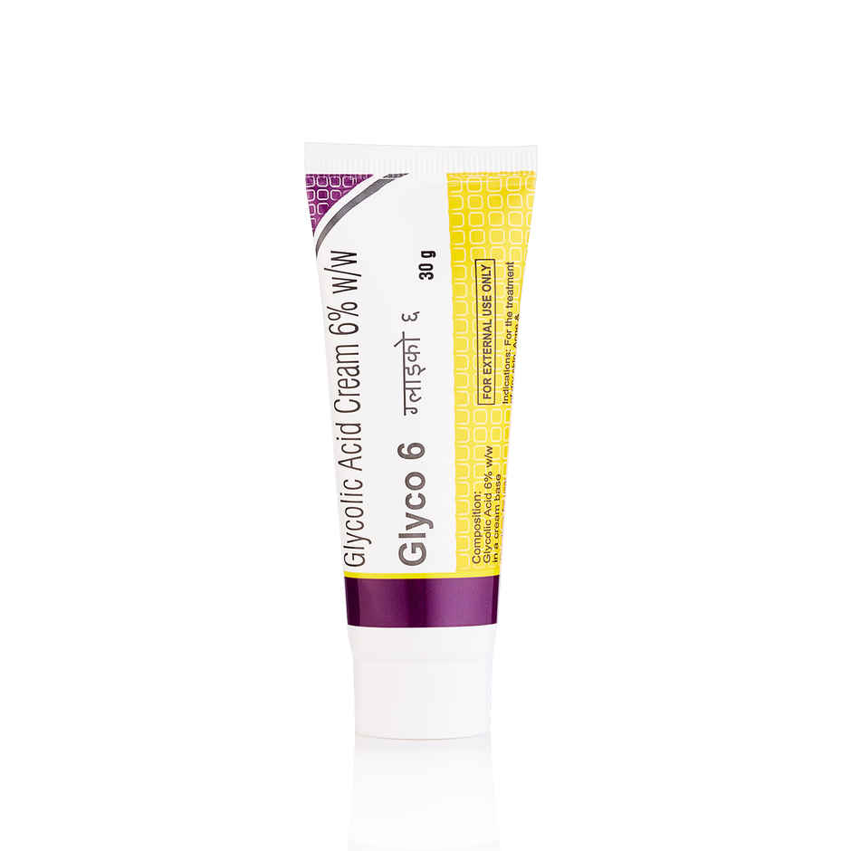 Glyco 6 Glycolic Acid Face Cream 6% w/w, Exfoliating Cream for Acne, Pimples &Dark Spots, Suitable for Dry & Acne-Prone Skin