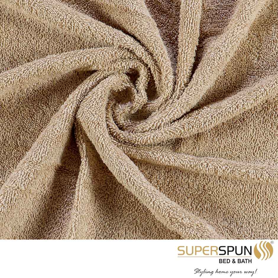 Superspun 100% Cotton- 420 Gsm- Vodre- Four pc Set- Hand Towel- Size:40 x 60 - Lavender & Beige
