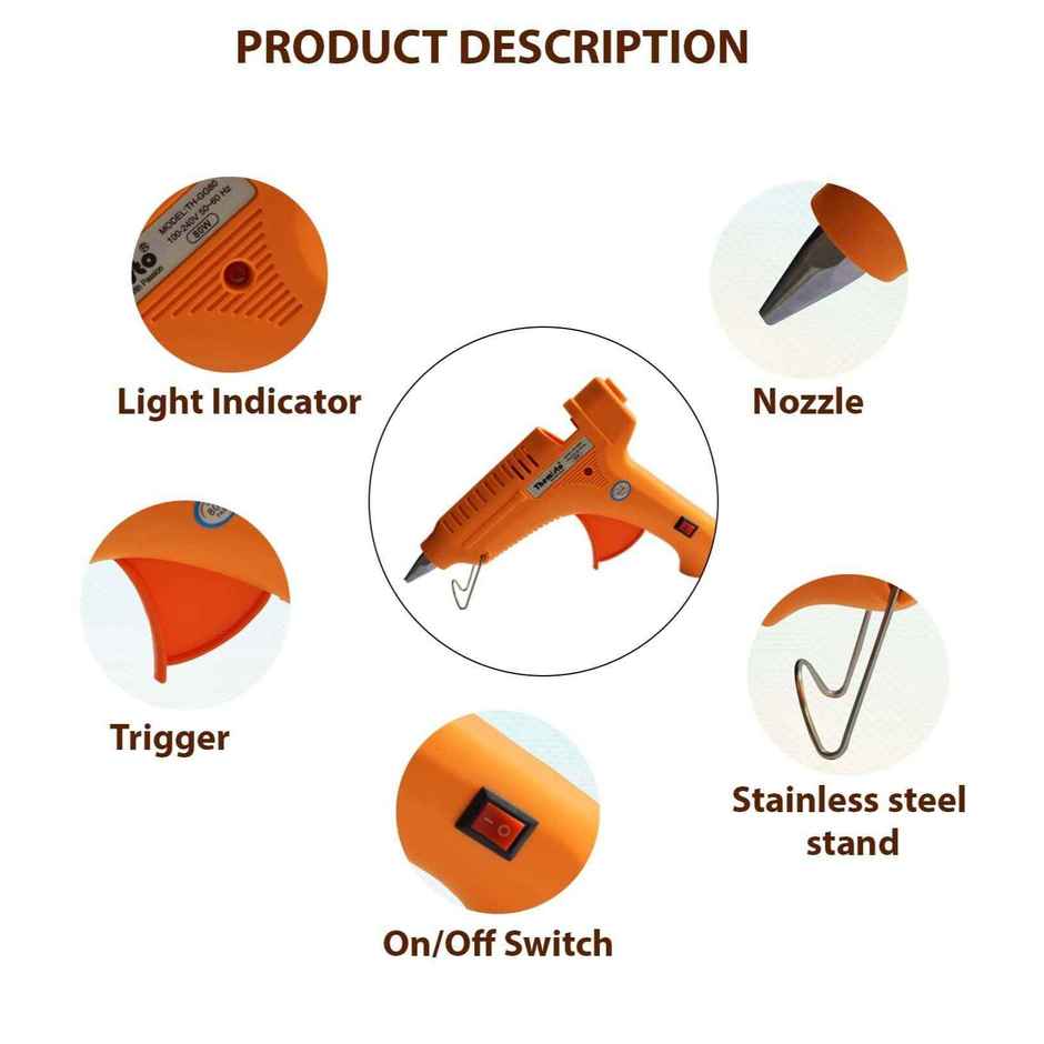 Themisto 80W Hot Melt Glue Gun With 5 Transparent Hot Glue Stick
