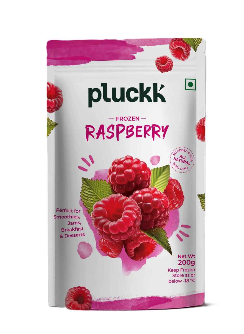 Pluckk Fresh Frozen Imported Raspberry | Natural | Non GMO | Rich in Vitamin C | Healthy Snack