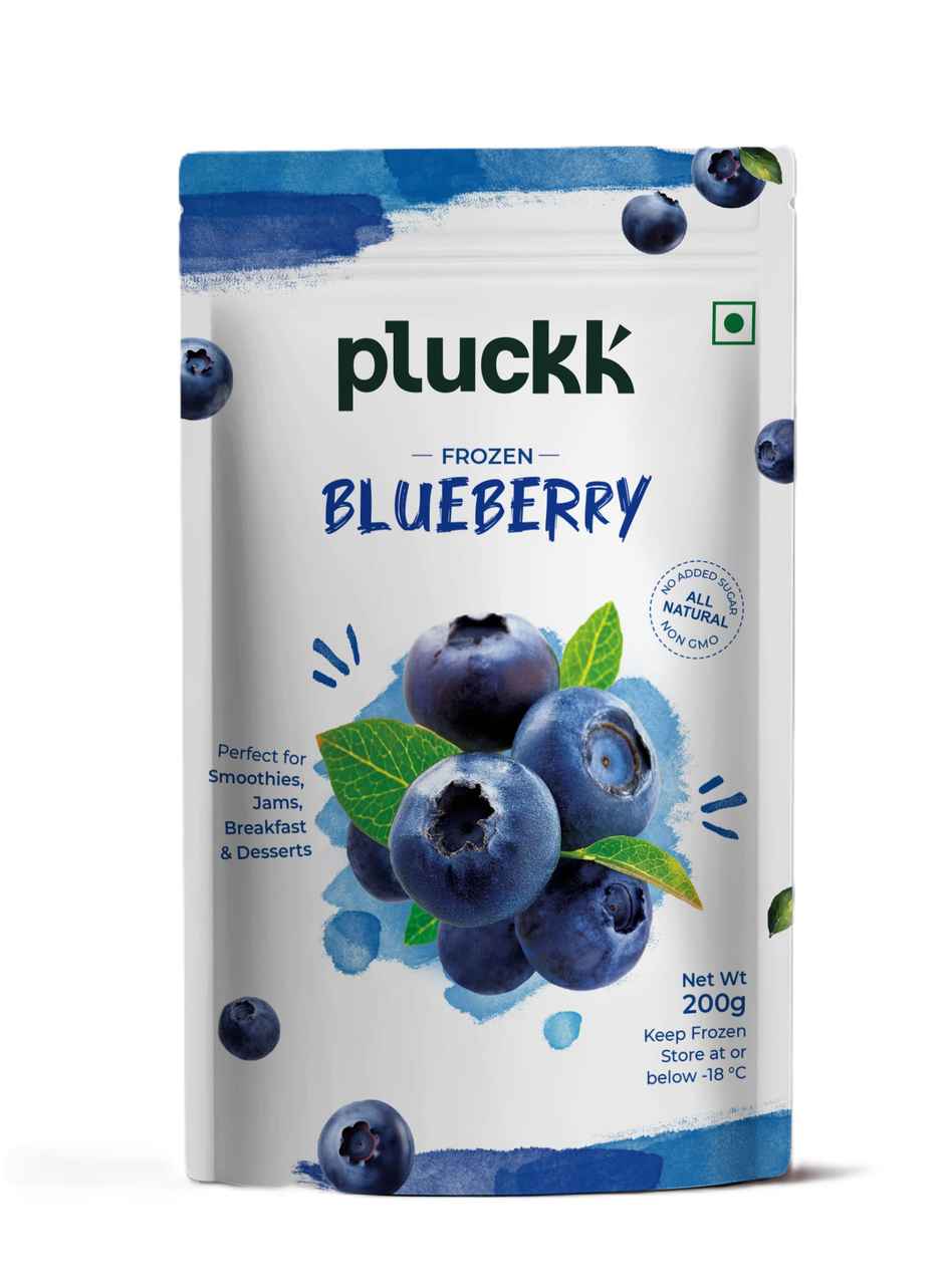 Pluckk Fresh Frozen Imported Blueberry Natural | Non Gmo | Rich In Antioxidants | Superfood Snack (200g) & Pluckk Frozen Cranberry (200g) Combo