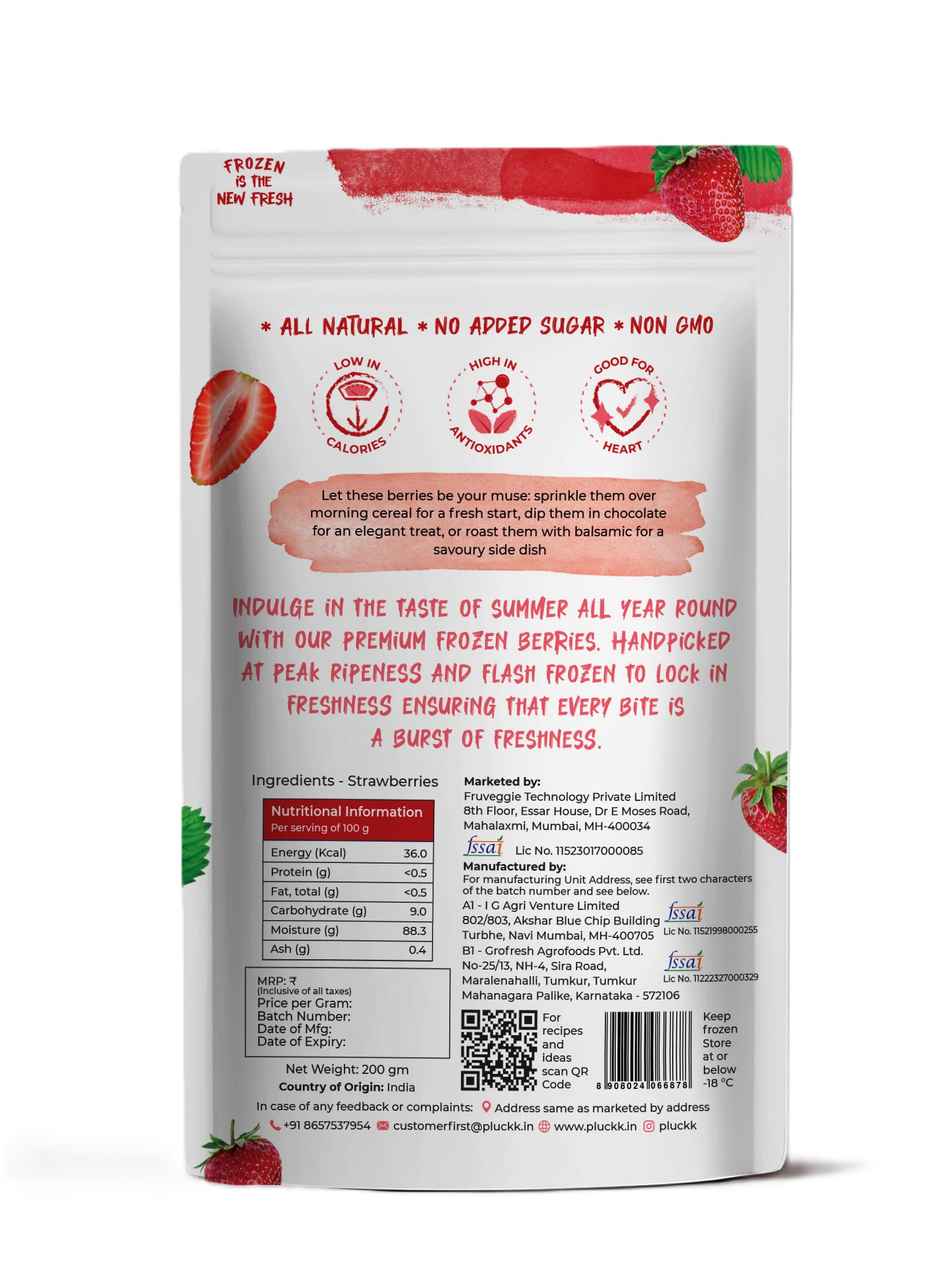 Pluckk Fresh Frozen Imported Strawberry Natural | Non Gmo | Rich In Vitamin C | Healthy Snack