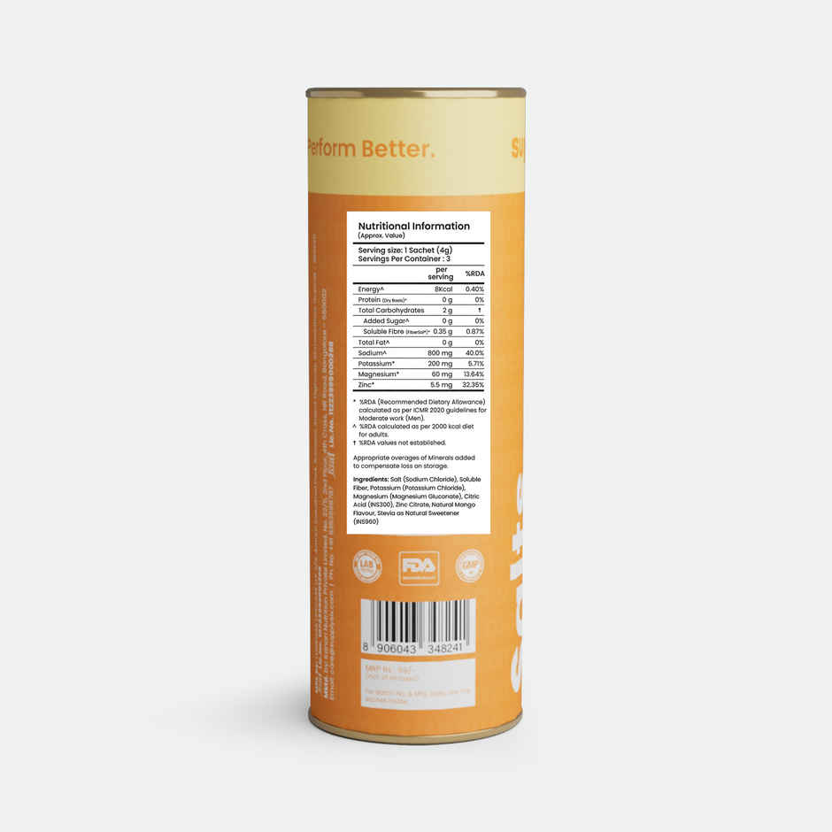 Supply6 Salts | Electrolyte Mix | Sodium, Potassium, Magnesium, Zinc, Fiber | Mango