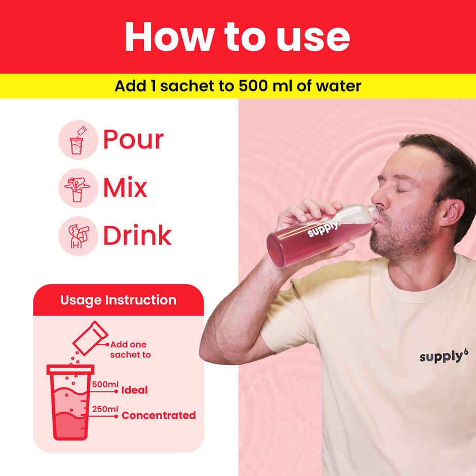 Supply6 Salts | Electrolyte Mix | Sodium, Potassium, Magnesium, Zinc, Fiber | Watermelon