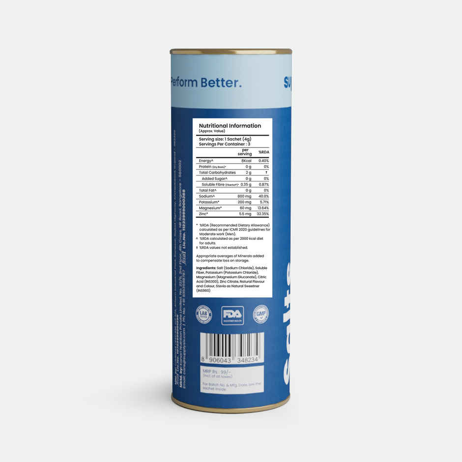 Supply6 Salts | Electrolyte Mix | Sodium, Potassium, Magnesium, Zinc, Fiber | Blue Raspberry