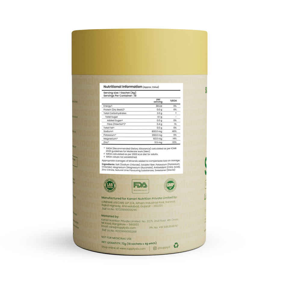 Supply6 Salts | Electrolyte Mix | Lime | Sodium | Potassium | Magnesium | Zinc | Fiber