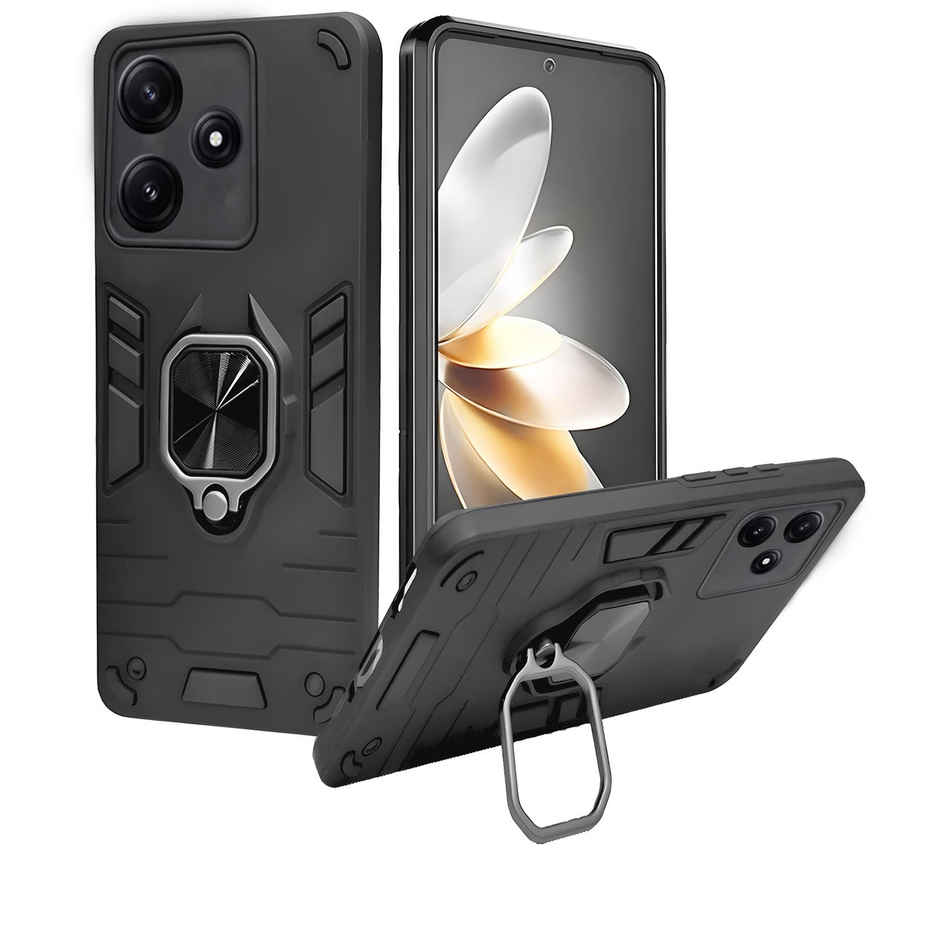 Artistque Case for Poco M6 Pro 5g / Redmi 12 5g / Redmi 12 4g Back Cover - Ring Stand Armor Cover