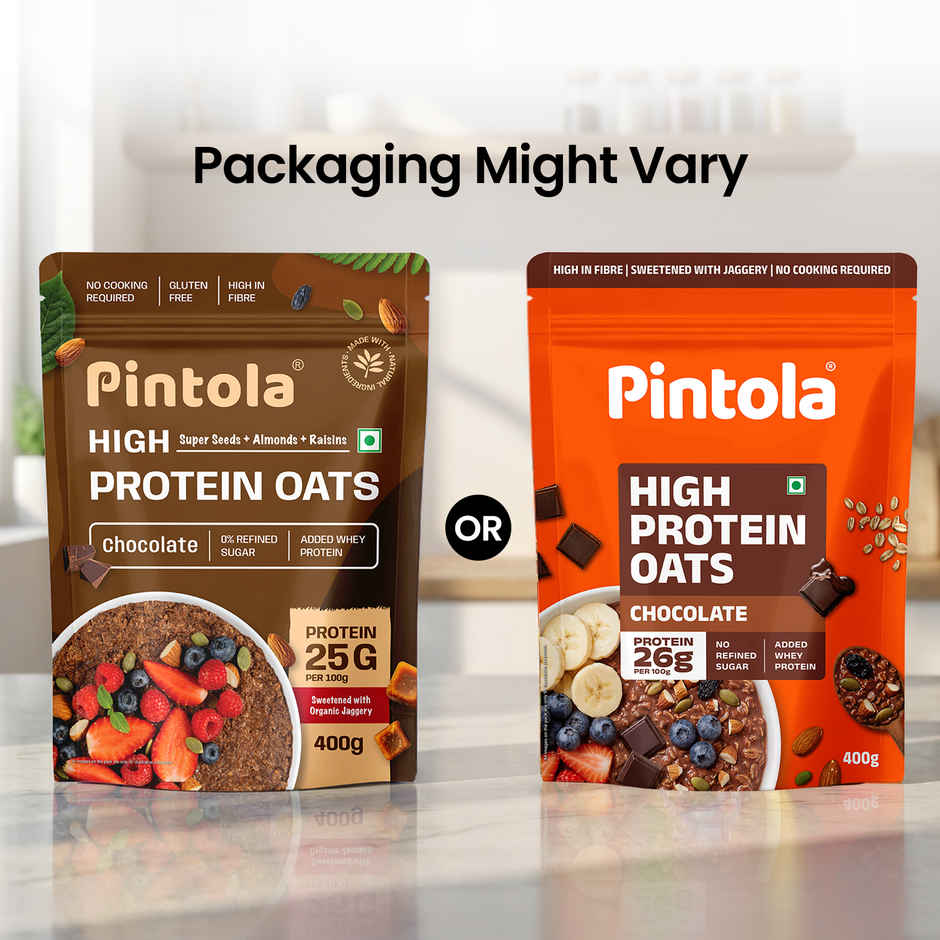 Pintola High Protein Oats Dark Chocolate With Almonds Raisin Pumpkin And Chia Seeds