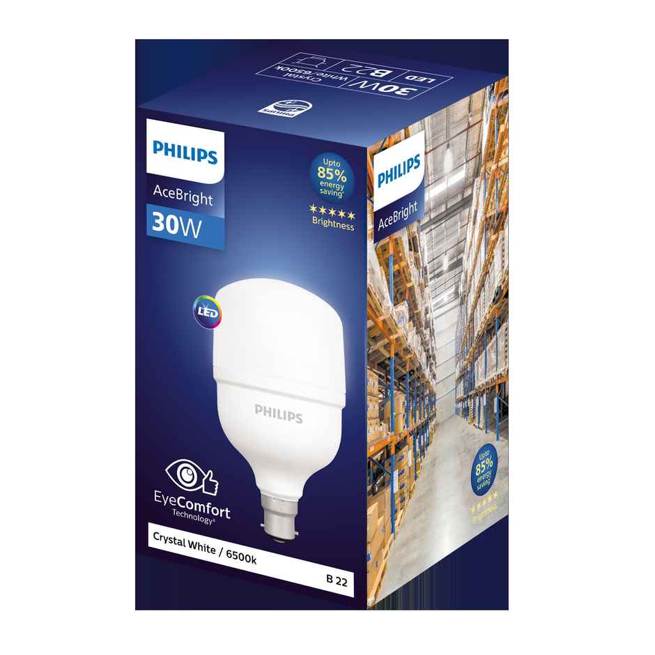 Philips Acebright 30 W Led Bulb (Crystal White) | B22 Base Holder